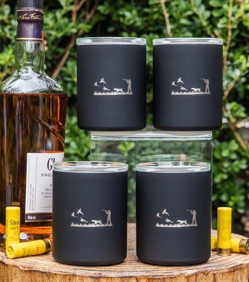 Limited Edition Bird Hunter Set of 4 Whiskey in Black
