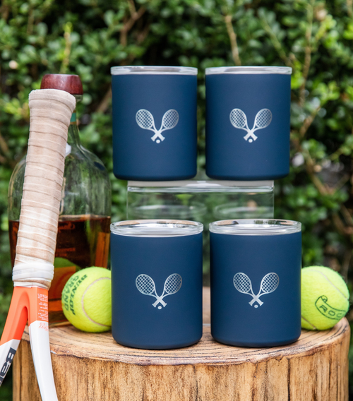 Limited Edition Tennis Whiskey set of 4 in Navy